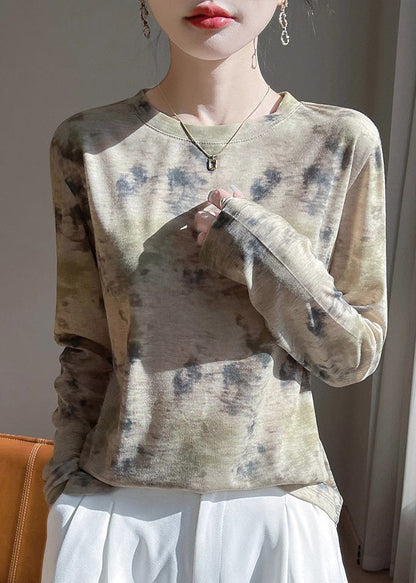 O-Neck Print Elegant Fall Pink Top UPF Shirt Cotton 50+