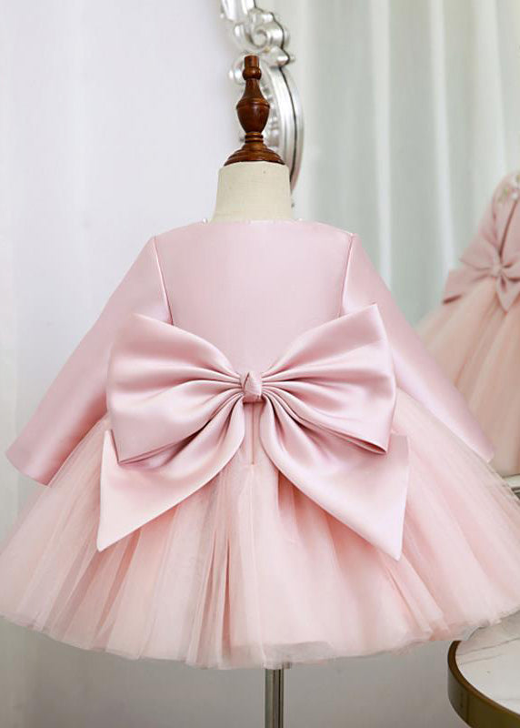 Elegant Pink Patchwork Tulle Girls Coats And Long Dress Two Pieces Set Spring YS029