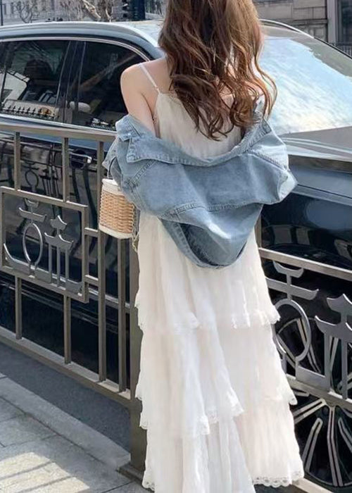 Strap V Elegant Lace Dress Neck Spaghetti Purple Cotton