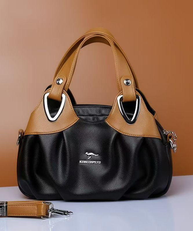 Handbag Leather Versatile Red Elegant Tote Calf Black