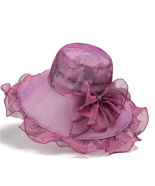 Rose Organza Ruffled Sun Hat Elegant Floral