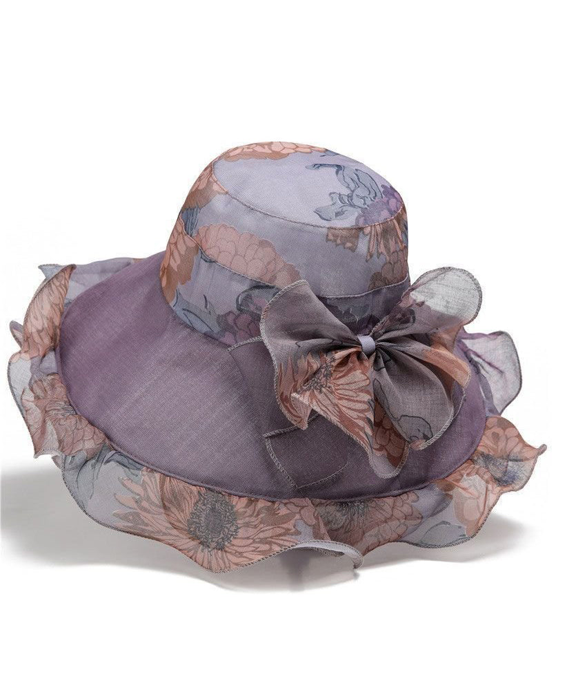 Rose Organza Ruffled Sun Hat Elegant Floral