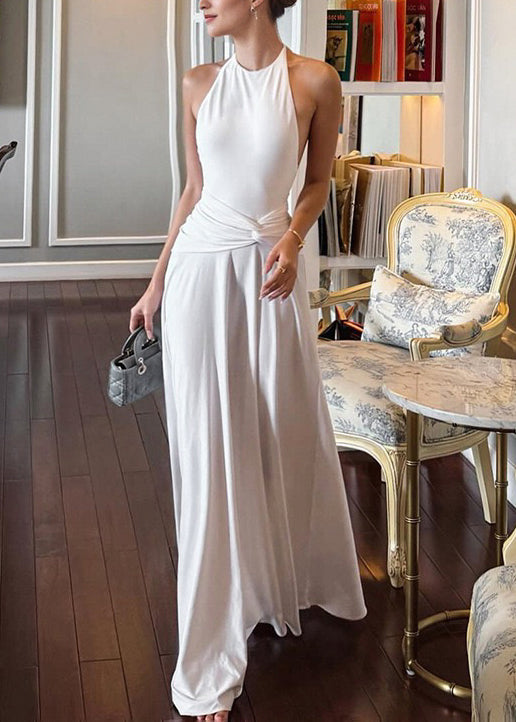 Backless Summer Lace Cotton Patchwork White Elegant Dress Up