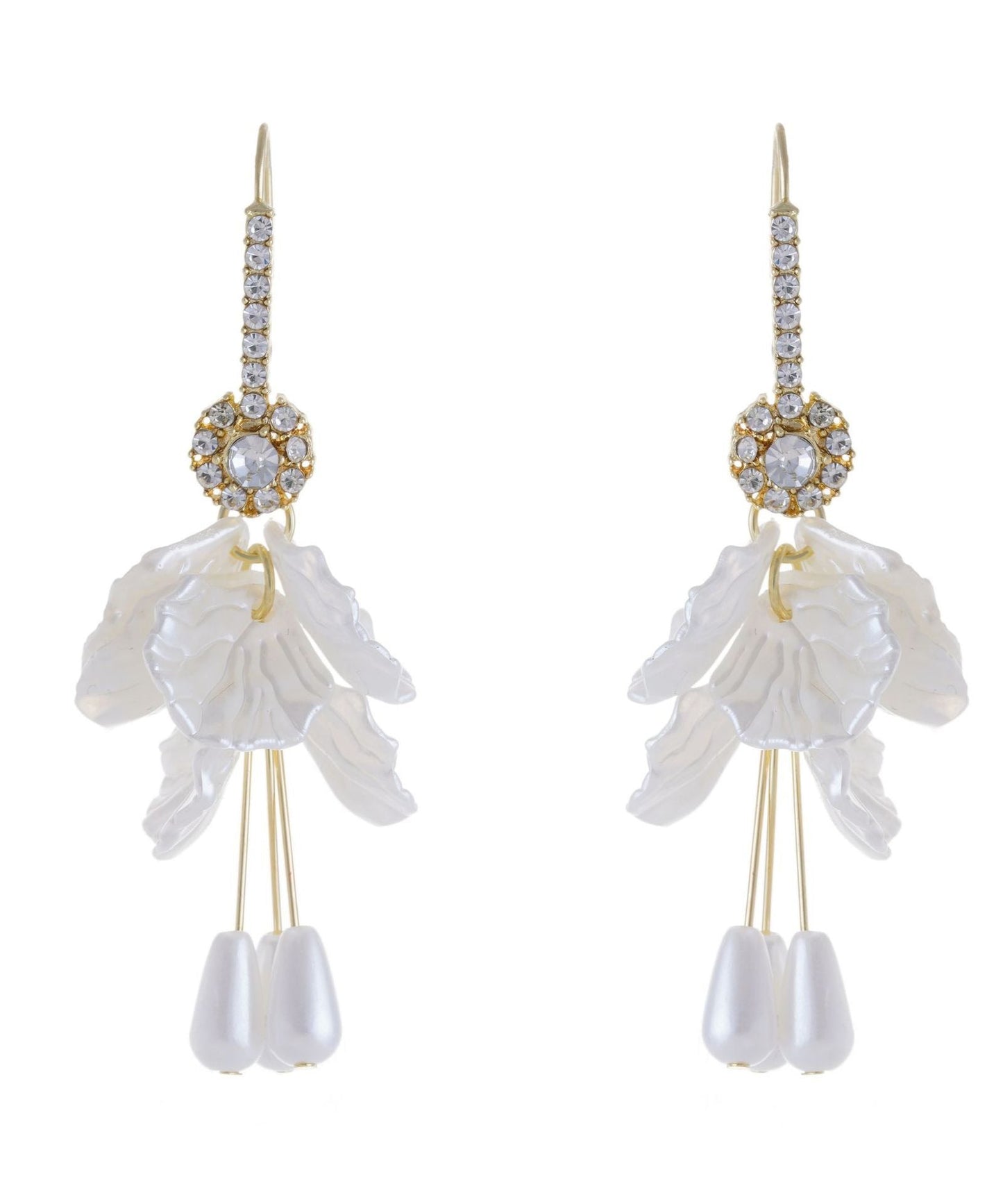 Elegant Tassel Drop White Copper Pearl Shell Acrylic Zircon