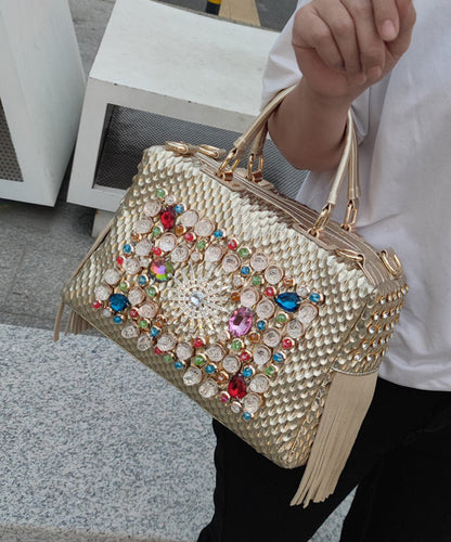 Black Style And American European Tote Handbag Zircon Tassel