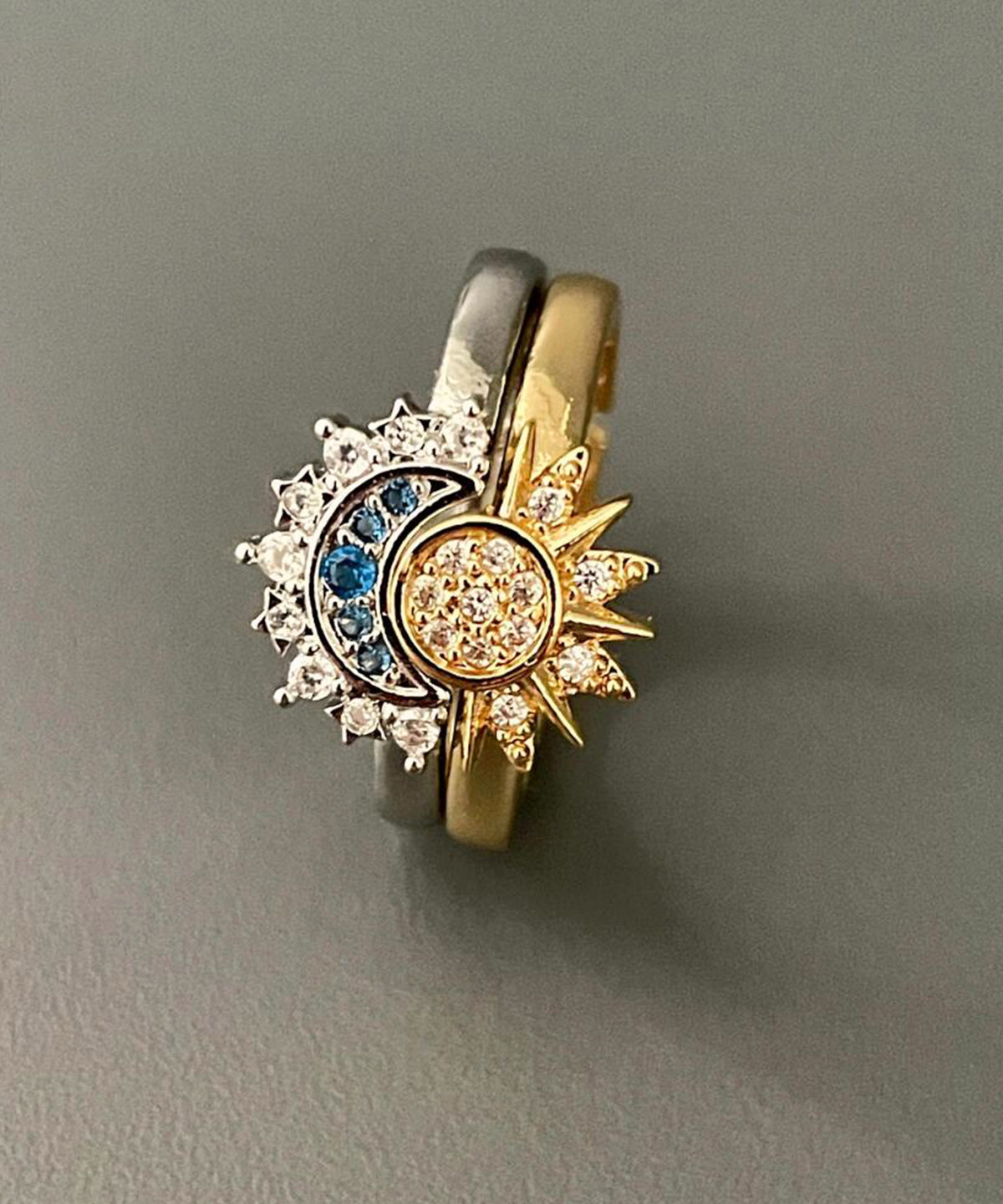 Zircon And Rings Alloy Open Fashion Set Two-Piece Moon Sun