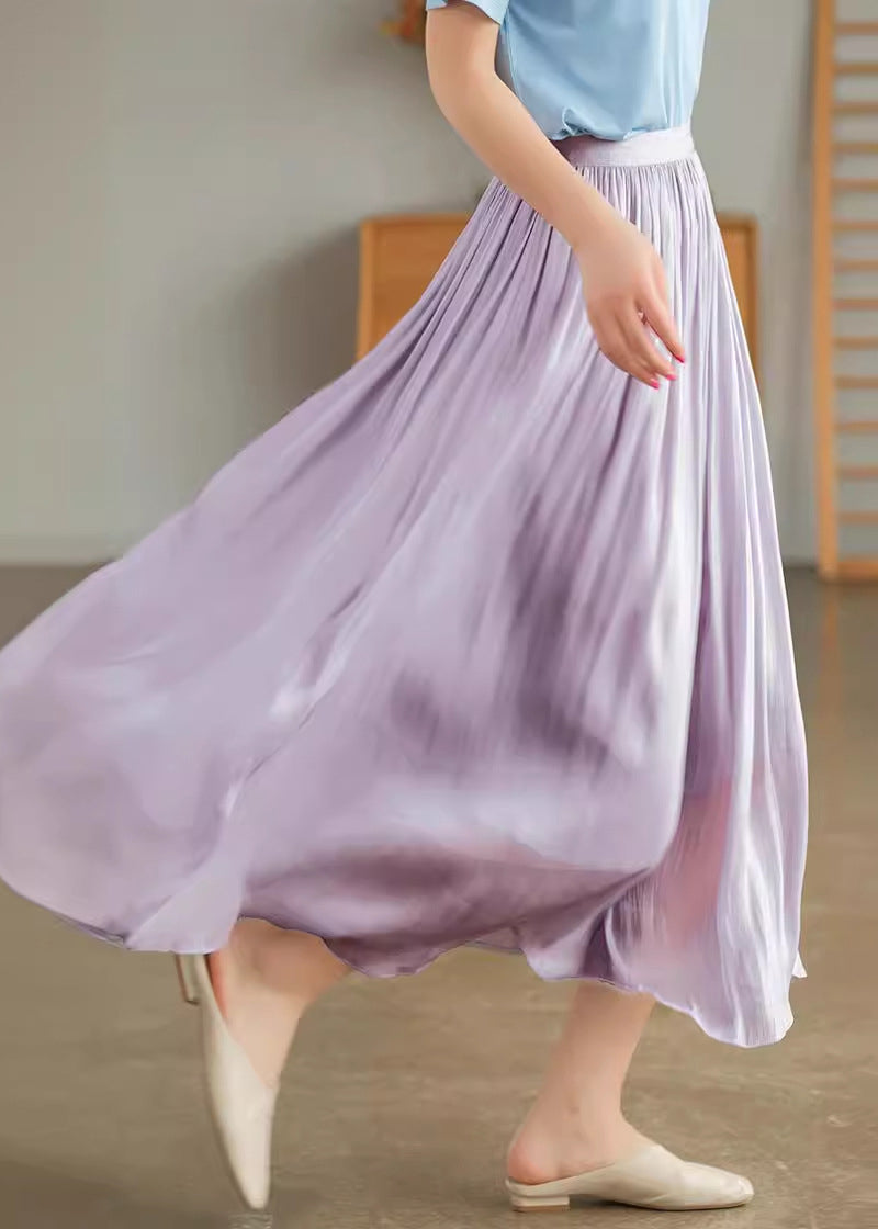 Fashion Apricot Elastic Waist Exra Large Hem Silk Skirts Summer TN004