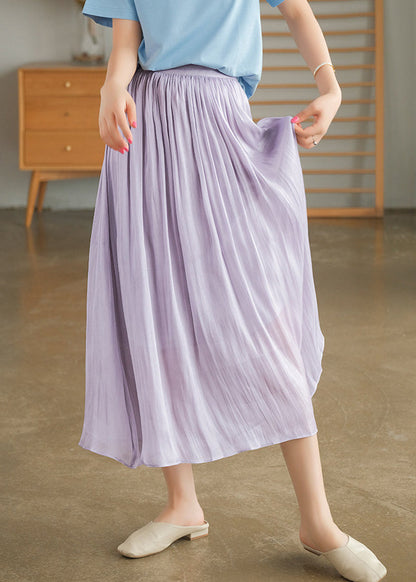 Fashion Apricot Elastic Waist Exra Large Hem Silk Skirts Summer TN004