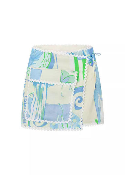 Two Tie Shirts Beige Pan Collar And Peter Skirts Waist Fashion