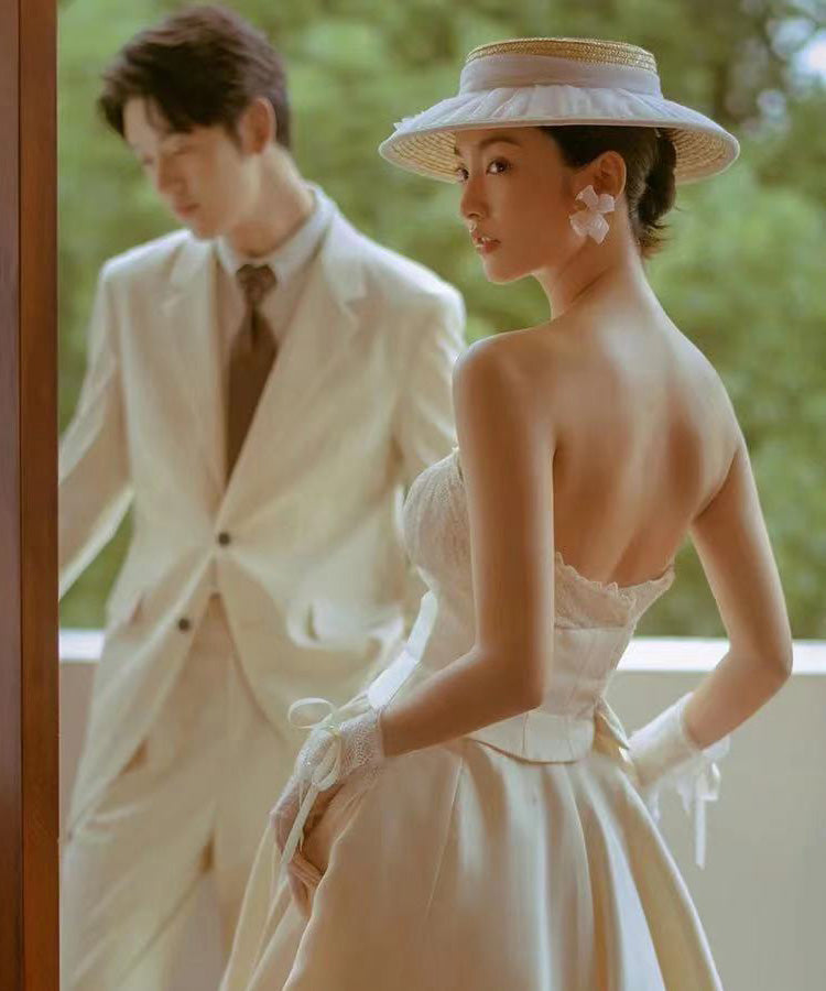 Wrinkled Tulle Woven Cloche Fashion Hat Straw Beige