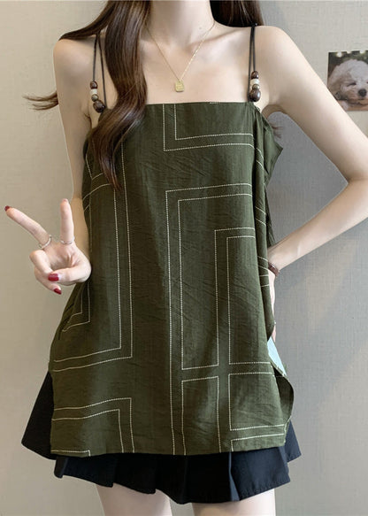 Strap Spaghetti Black Top Summer Fashion Cotton