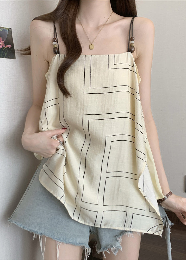 Strap Spaghetti Black Top Summer Fashion Cotton