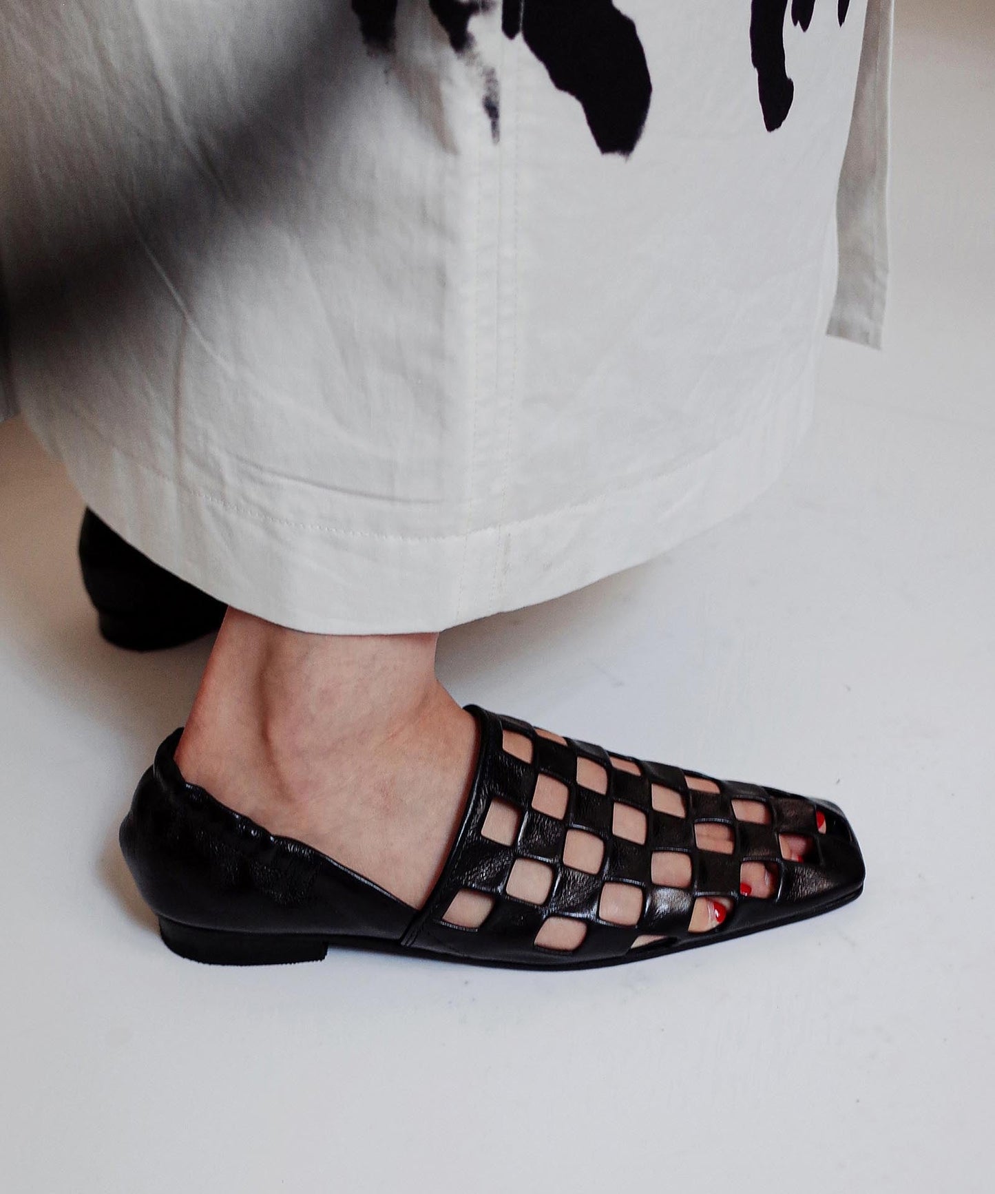 Shoes Leather Loafer Cowhide Out Splicing Fashion Black Hollow