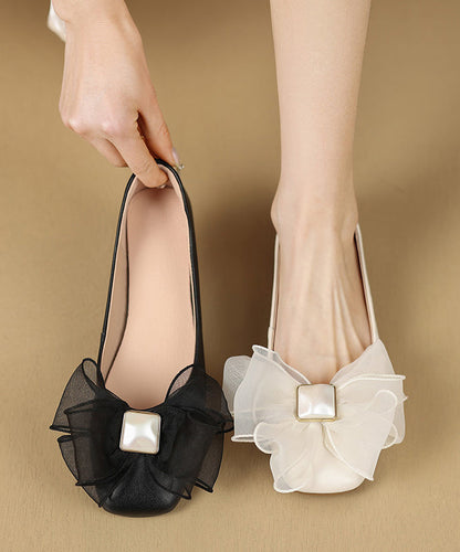 Fashion Shoes Splicing Bow For Black Flat Women