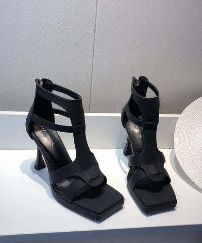 Toe Sandals Black Out Fashion High Heel Hollow Splicing Peep