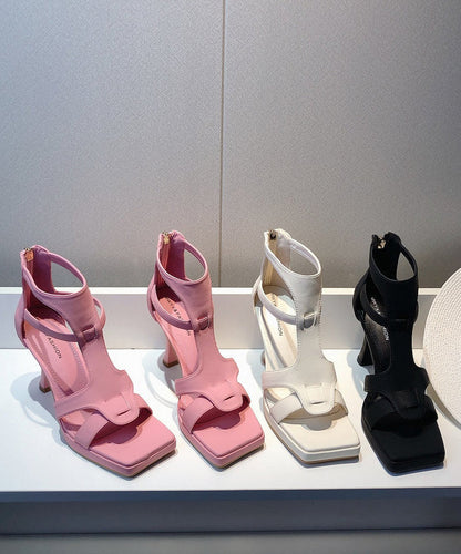 Toe Sandals Black Out Fashion High Heel Hollow Splicing Peep