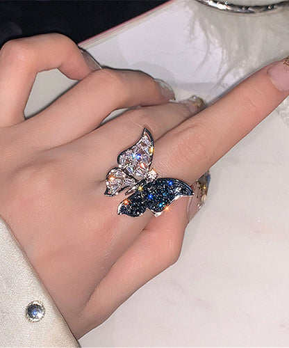 Rings Blue Alloy Zircon Fashion Butterfly