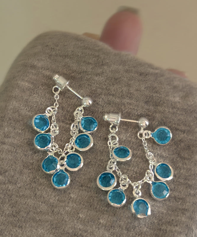 Tassel Of Blue Drop Fashion Grapes Copper Crystal Earrings Bunch