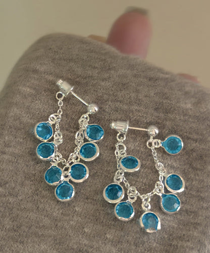 Tassel Of Blue Drop Fashion Grapes Copper Crystal Earrings Bunch