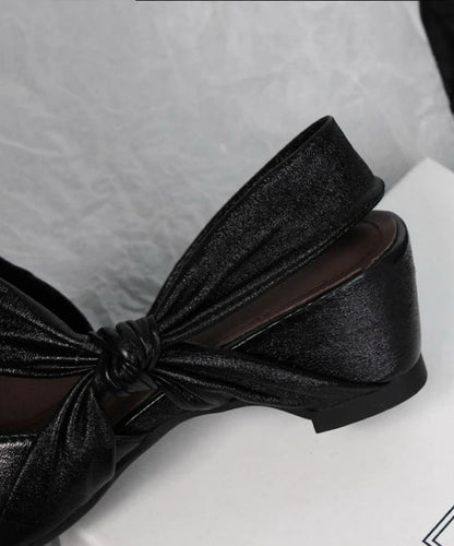 Chunky Sandals Bow Silver Fashion Splicing Sheepskin