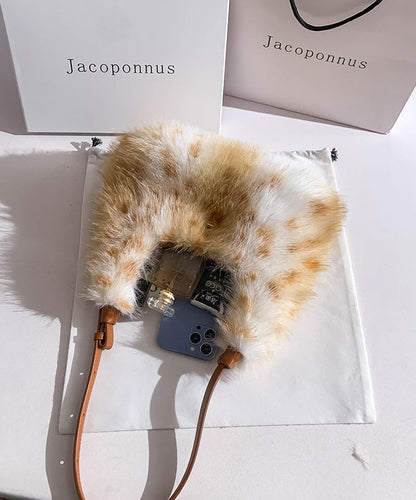 Fashion Fuzzy Handbag Brown Fur Fluffy Versatile Satchel