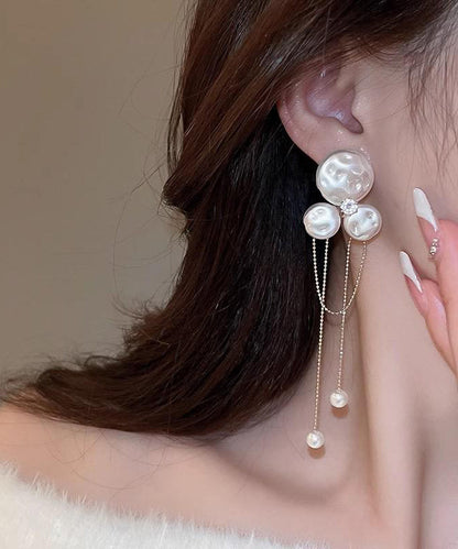 Alloy Earrings Pear Fashion Floral Tassel Drop Gold