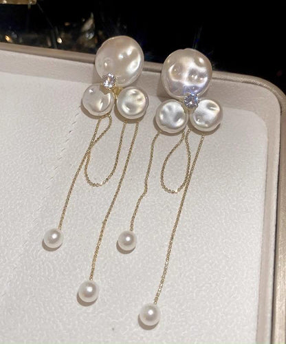 Alloy Earrings Pear Fashion Floral Tassel Drop Gold