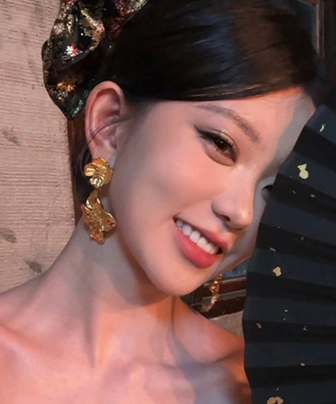 Stud Ancient Fashion Earrings Floral Gold