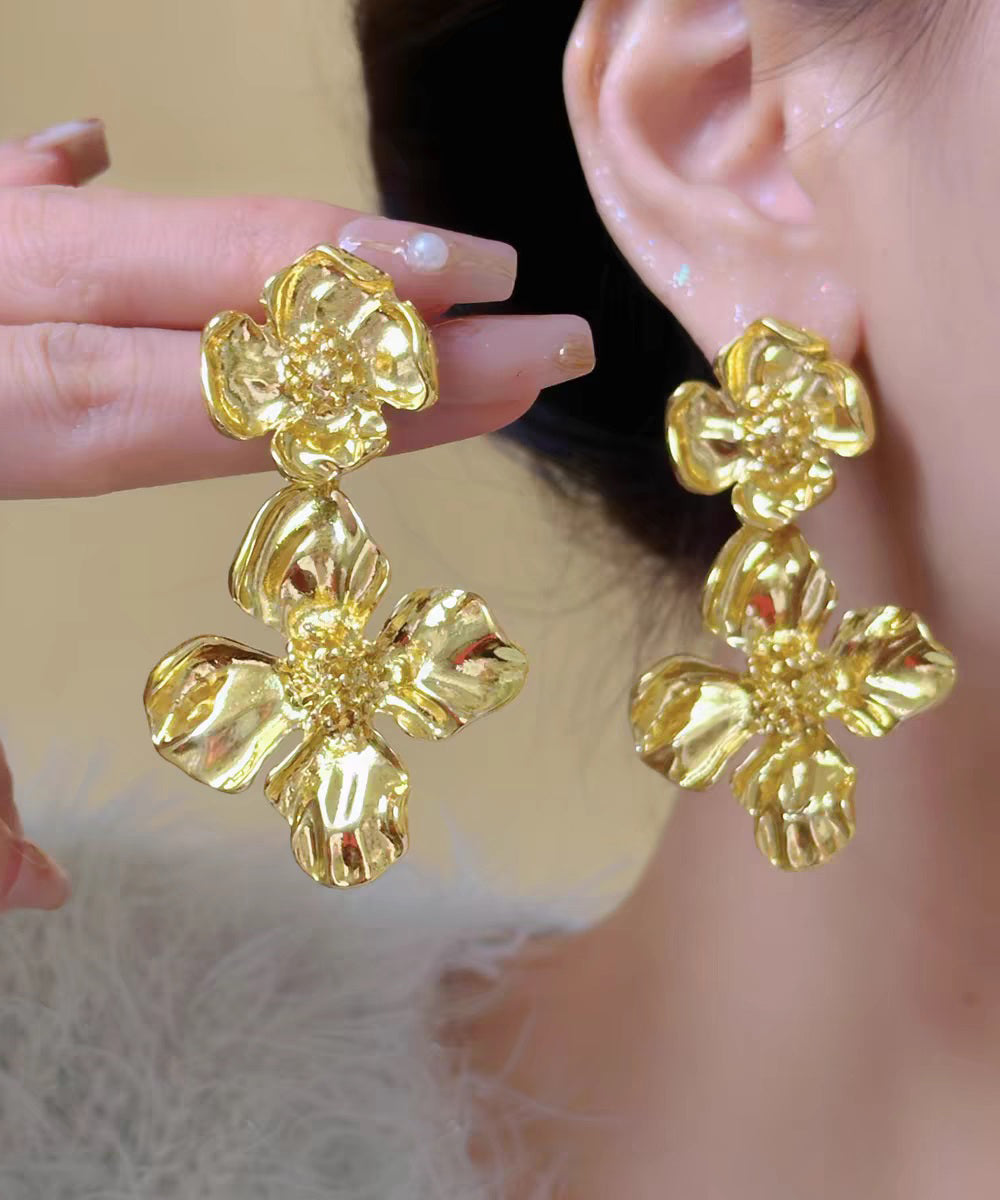 Stud Ancient Fashion Earrings Floral Gold