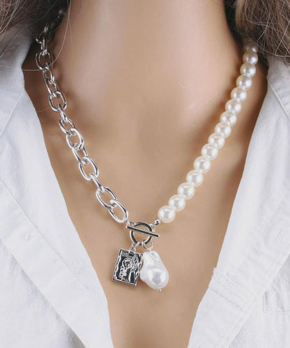 Pearl Chain Metal Women Gold For Baroque Necklace Fashion