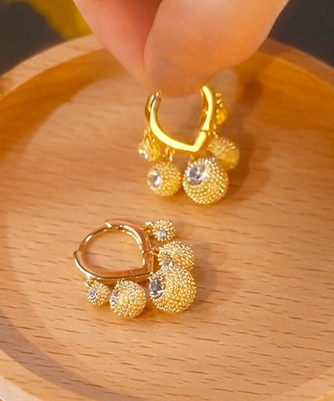 Fashion Gold Copper Alloy Zircon Durian Hoop Earrings EY002