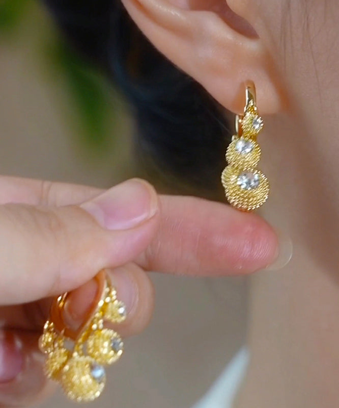 Fashion Gold Copper Alloy Zircon Durian Hoop Earrings EY002