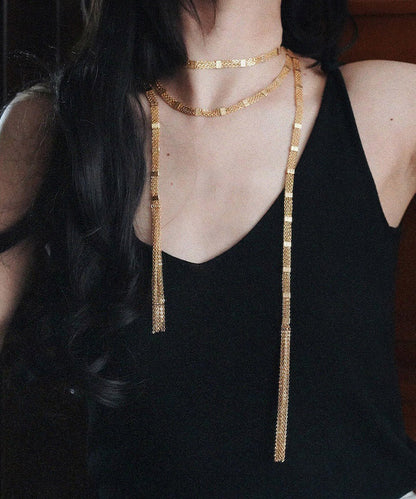 Fashion Gold Copper Overgild Multi Layer Tassel Pendant Necklace YA024