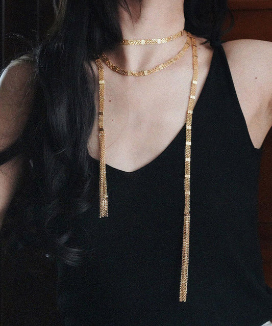 Fashion Gold Copper Overgild Multi Layer Tassel Pendant Necklace YA024