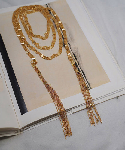 Fashion Gold Copper Overgild Multi Layer Tassel Pendant Necklace YA024