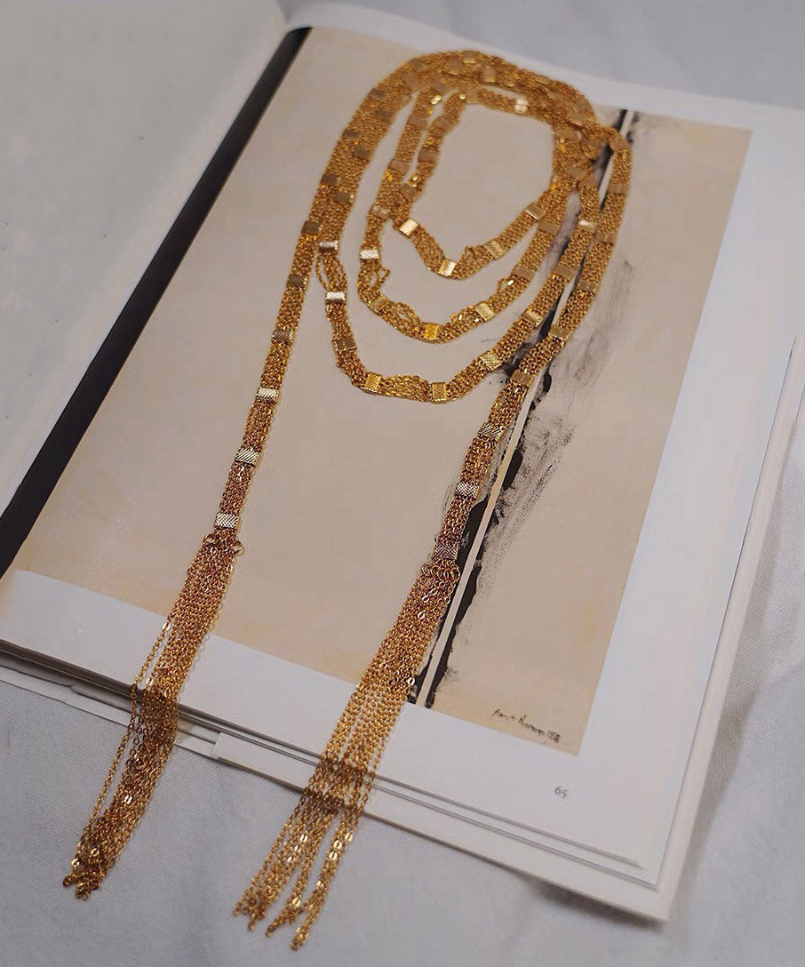 Fashion Gold Copper Overgild Multi Layer Tassel Pendant Necklace YA024