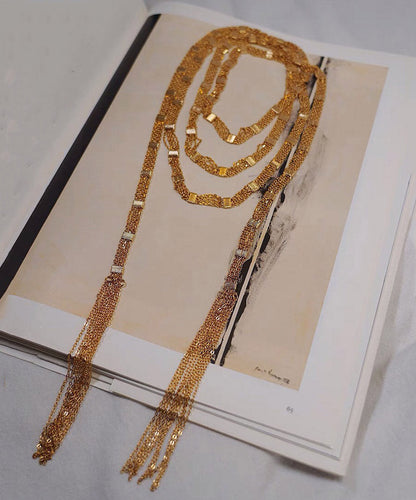 Fashion Gold Copper Overgild Multi Layer Tassel Pendant Necklace YA024