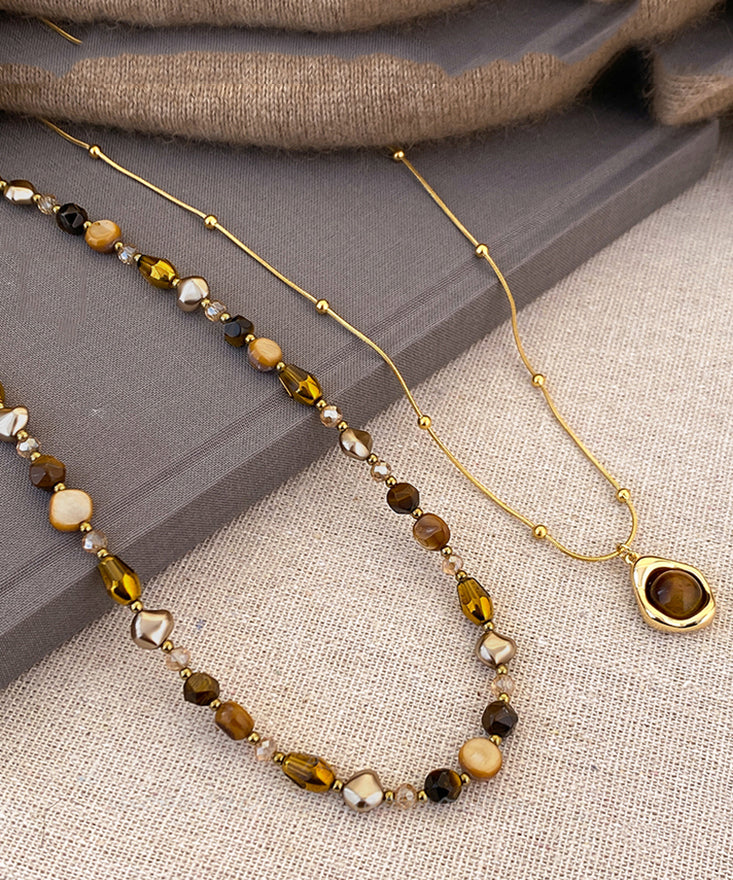 Fashion Copper Tiger Pendant Gold Eye Beading Overgild Stone