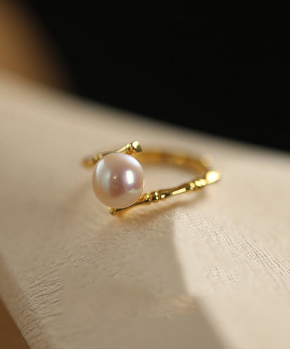 Silver Rings Pearl Open Gold Sterling Fashion Alloy