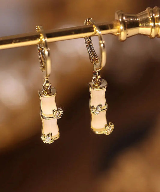 Fashion Gold Sterling Silver Cat's Eye Stone Bamboo Knot Drop Earrings Ada Fashion