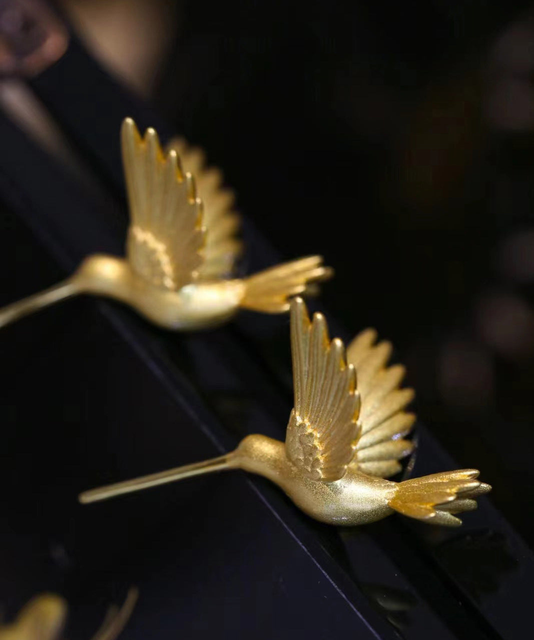 Stud Fashion Bird Flying Gold Earrings Overgild Sterling Silver