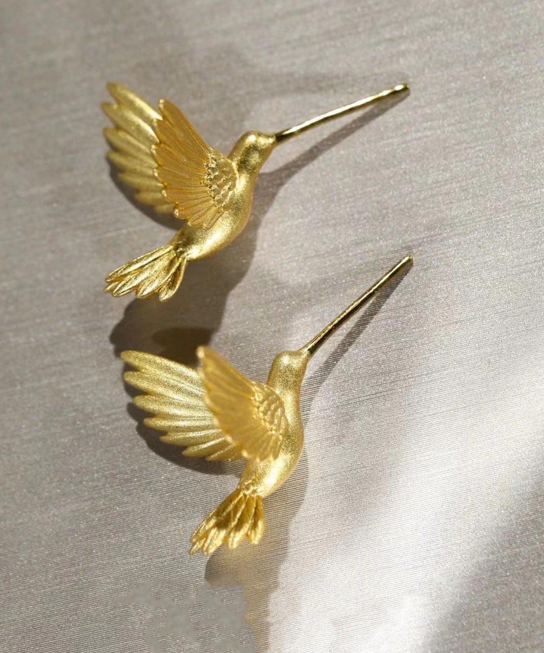 Stud Fashion Bird Flying Gold Earrings Overgild Sterling Silver