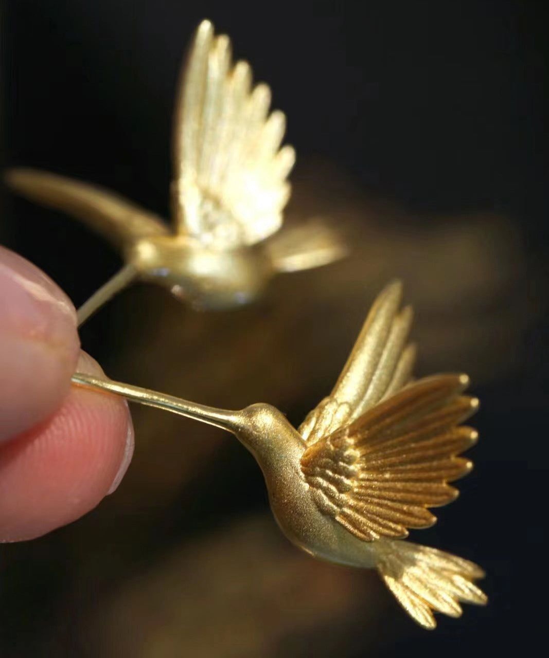 Stud Fashion Bird Flying Gold Earrings Overgild Sterling Silver