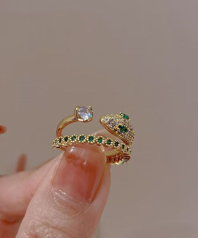 Fashion Gem Silver Stone Rings Sterling Zircon Overgild Gold Open