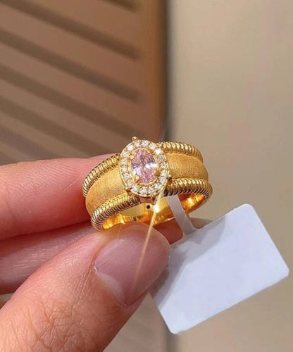 Open Sterling Gold Overgild Silver Fashion Zircon Rings