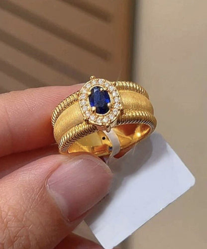 Open Sterling Gold Overgild Silver Fashion Zircon Rings