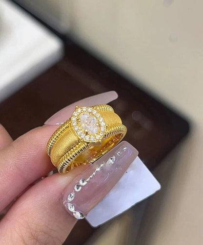 Open Sterling Gold Overgild Silver Fashion Zircon Rings