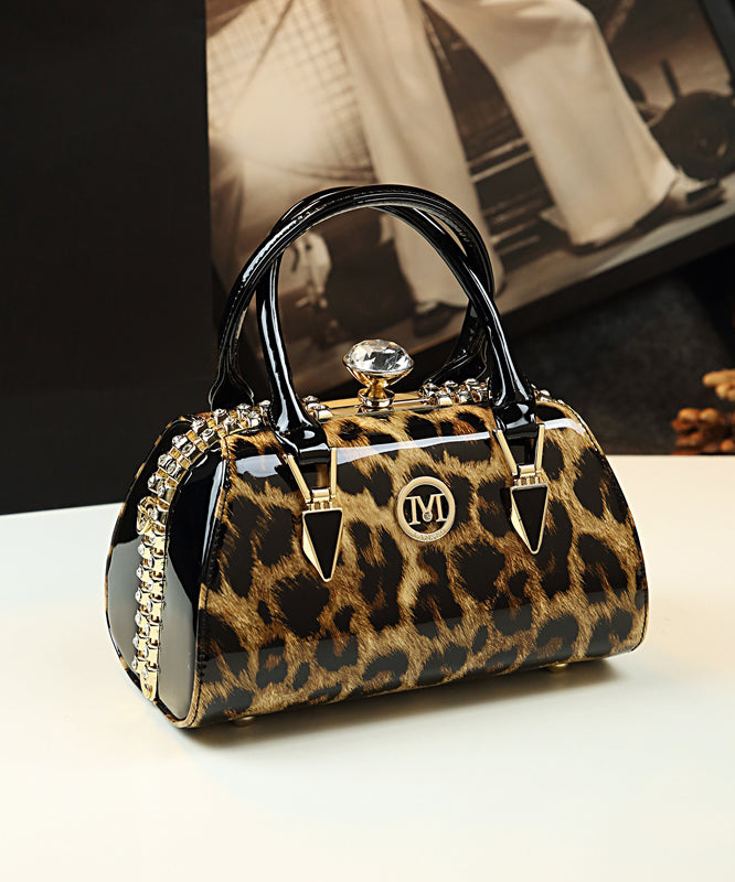Bag Zircon Leather Calf Fashion Tote Leopard