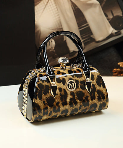 Bag Zircon Leather Calf Fashion Tote Leopard