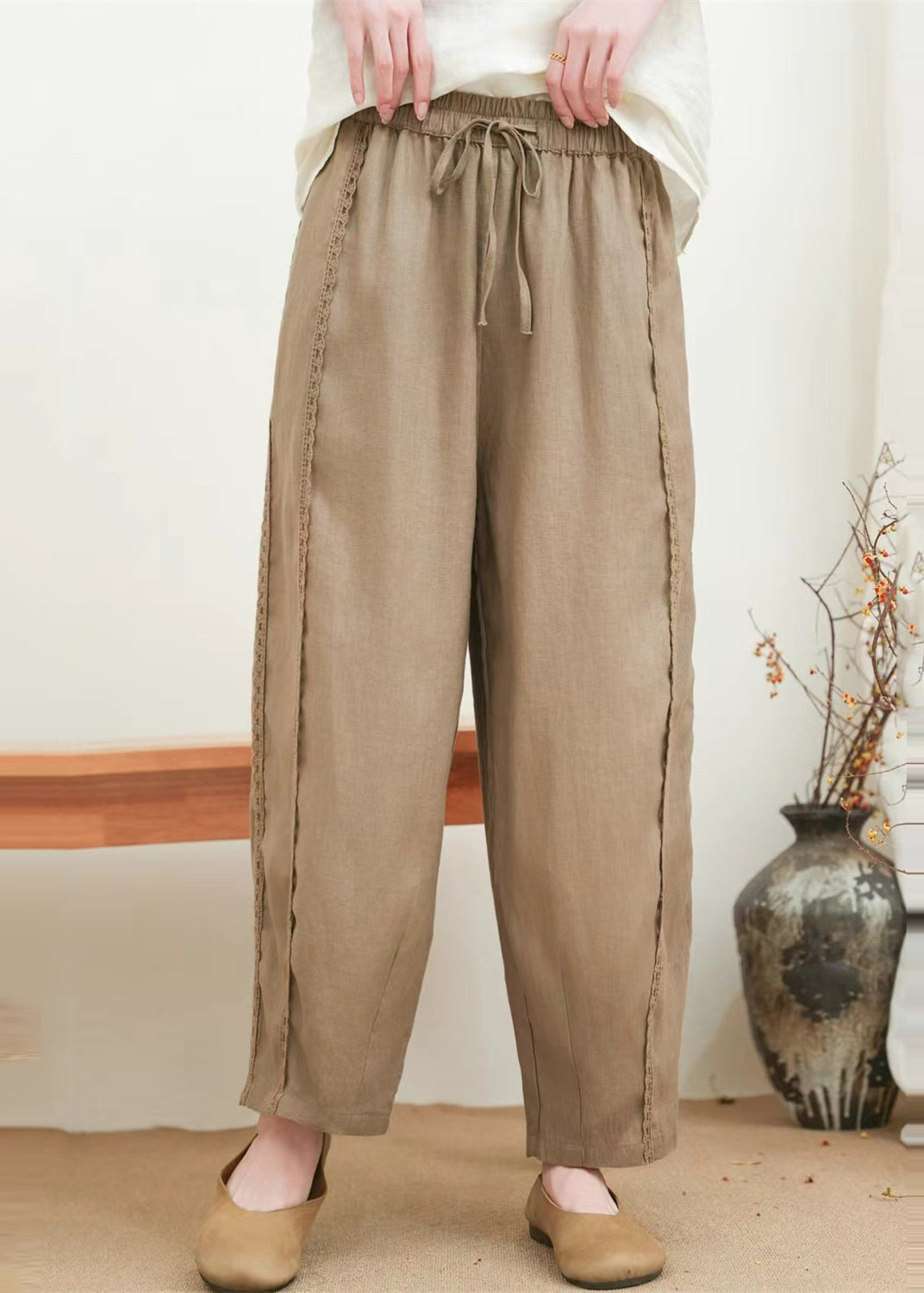 Lace Pants Patchwork Orange Oversized Summer Fashion